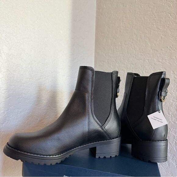 Cole Haan Camea Waterproof Leather Combat Boot,  Block Heel Black, All Sizes NWT - Picture 17 of 17
